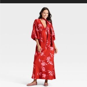 a new day Red Floral Midi Dress